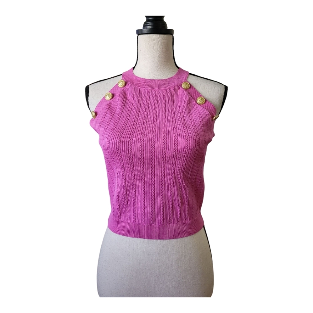 Happily Grey Sailor Style Crop Top‎ Size L New